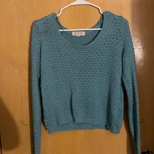 S Teal Semi Cropped Sweater